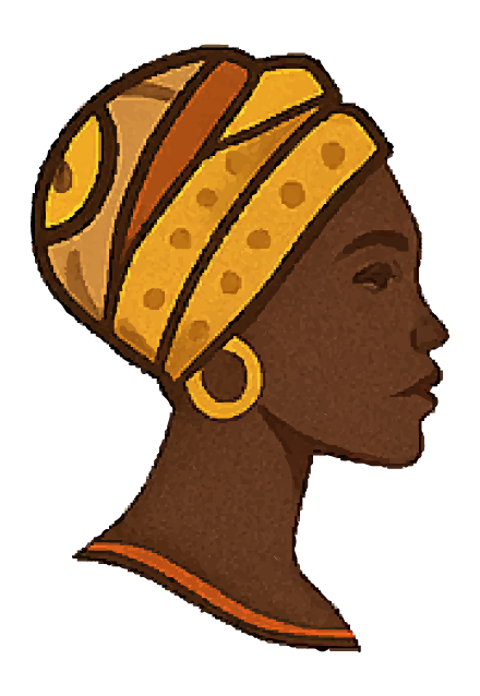 Bhavika International mascot – African woman in yellow headwrap, symbolizing heritage and handcrafted elegance